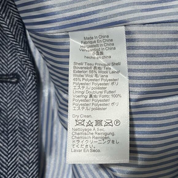 J Crew Herringbone Wool Blend Schoolboy Blazer Size 2 Navy Academia Old Money - Picture 10 of 11